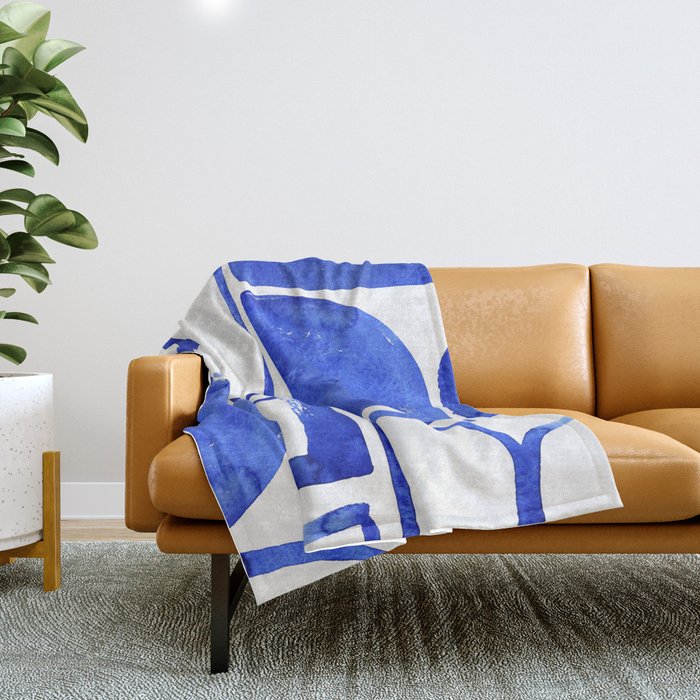 Abstract Half Circle Shapes In Classic Blue Throw Blanket