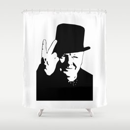 SIR WINSTON CHURCHILL, V for VICTORY, SIGN. Shower Curtain