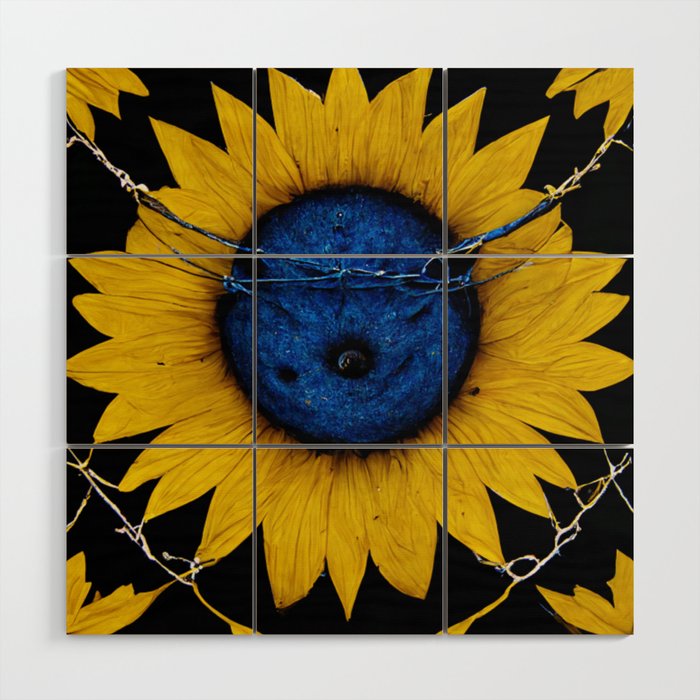 Sunflowers & Barbedwire Wood Wall Art