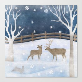 Deer at Winter Canvas Print