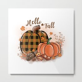 Fall season Jesus quote pumpkin Metal Print