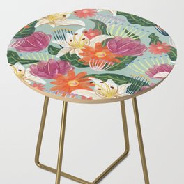 mint watercolor floral pattern Side Table
