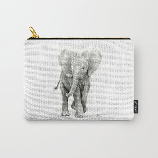 Baby Elephant Watercolor Carry-All Pouch