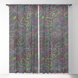 Colorful Neon Lines Sheer Curtain