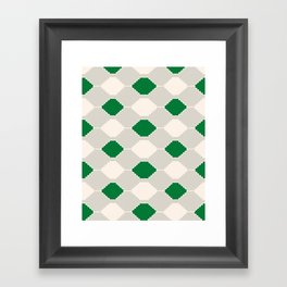 Abstract Southwest Plaid Pattern in Green and Light Grey Framed Art Print