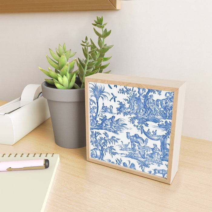 Society6 ケース French Blue by The Dreamery Dustinway Framed Canvas Print Wall Art Set Blue Gray