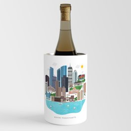 Boston Skyline Illustration Wine Chiller