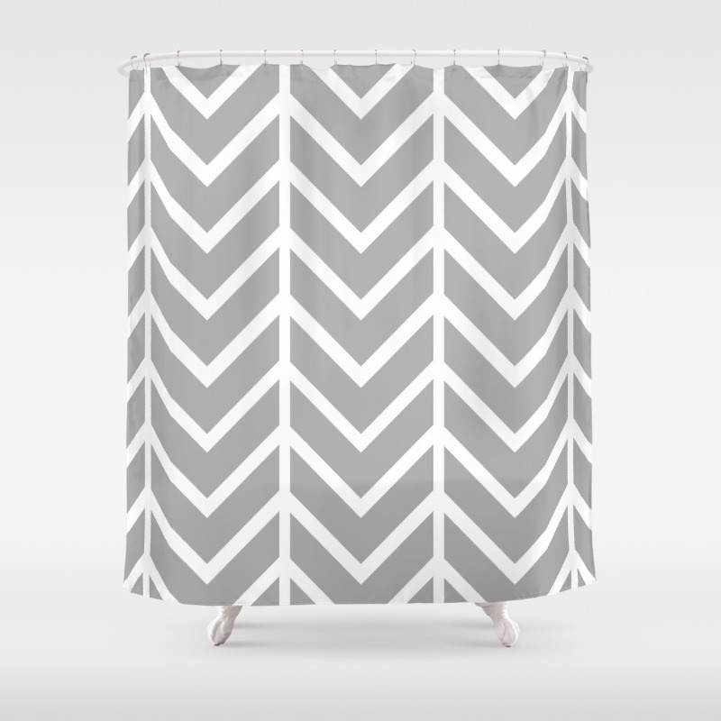 Gray Thin Chevron Shower Curtain By Nataliesales Society6