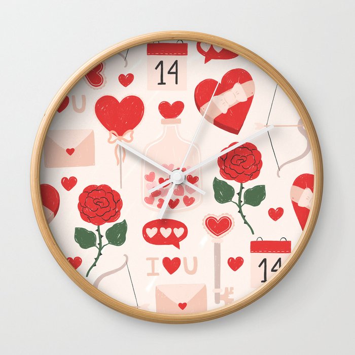 Valentine's Day Pattern Wall Clock