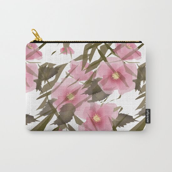 Pink white floral pattern . Carry-All Pouch