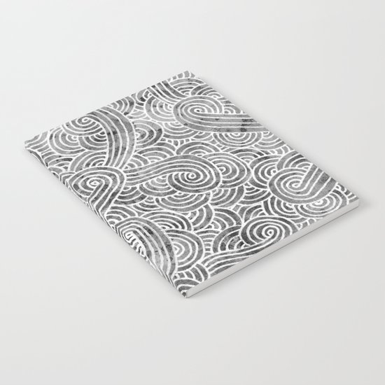Grey and white swirls doodles Notebook
