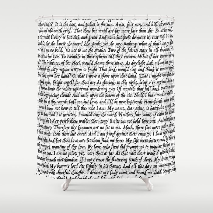 Love Letter Shakespeare Romeo & Juliet Pattern Shower Curtain by