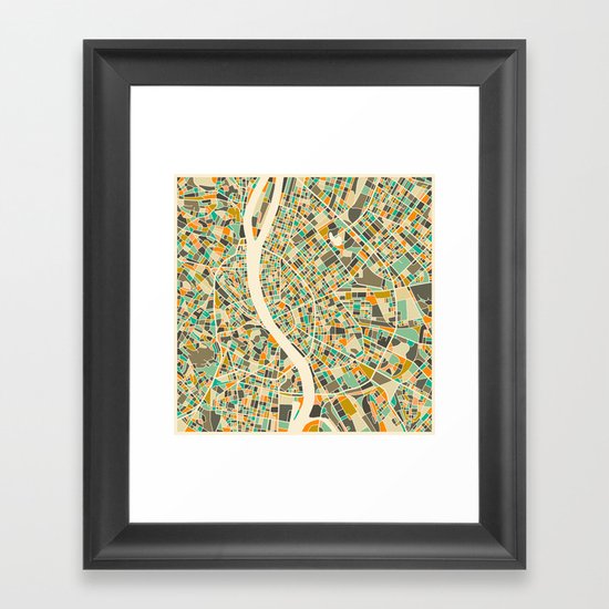 BUDAPEST MAP Framed Art Print