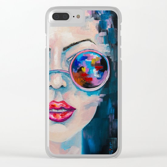Girl in sunglasses Clear iPhone Case