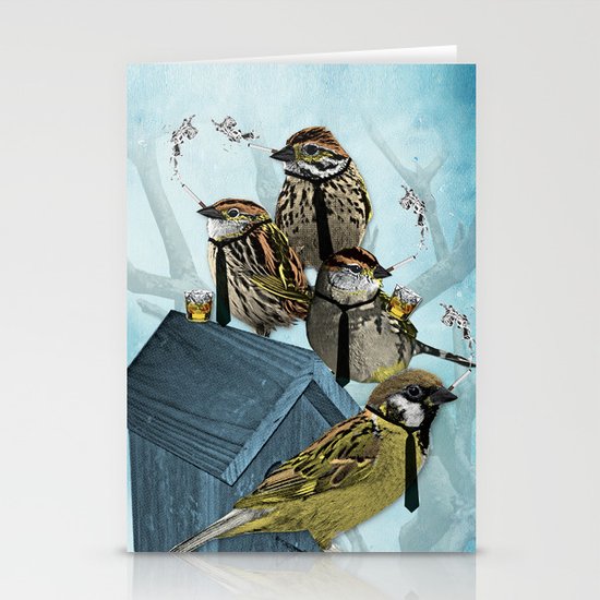 Smoking Birds Print Stationery Cards