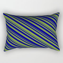 [ Thumbnail: Green & Blue Colored Striped/Lined Pattern Rectangular Pillow ]