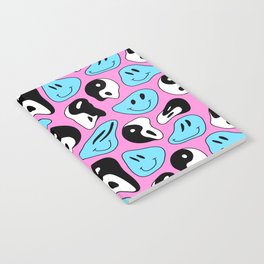 Funny melting smile happy face colorful cartoon seamless pattern Notebook