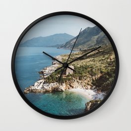 Secluded Beach Wall Clock | Cliff, Summer, Stone, Mountains, Ocean, Mediterranean, Photo, Secluded, Seascape, Wanderlust 