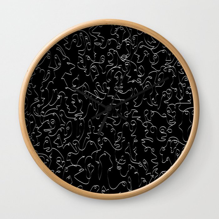 Infinite Faces in Black and White Wall Clock