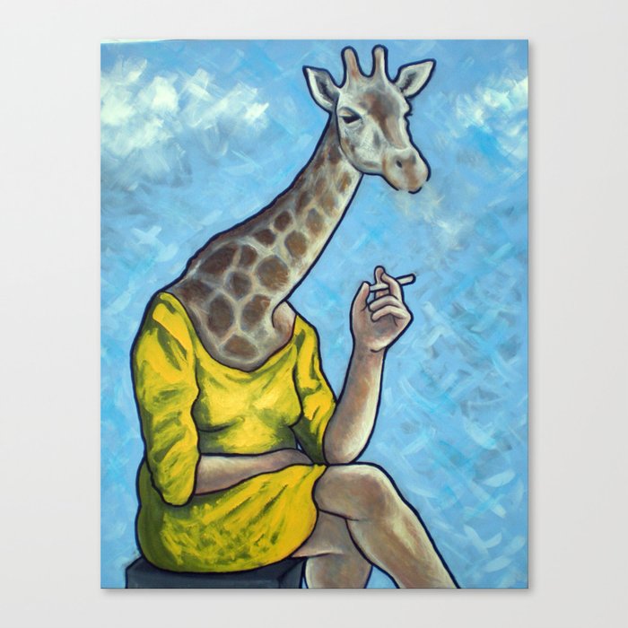 Smoking Giraffe Canvas Print