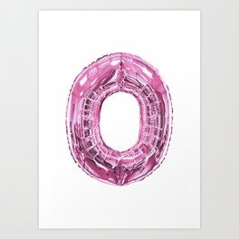 O balloon ink pen drawing - pink letter Art Print