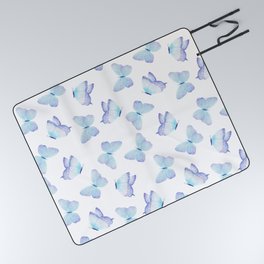 Lilac aqua blue watercolor hand painted butterfly Picnic Blanket