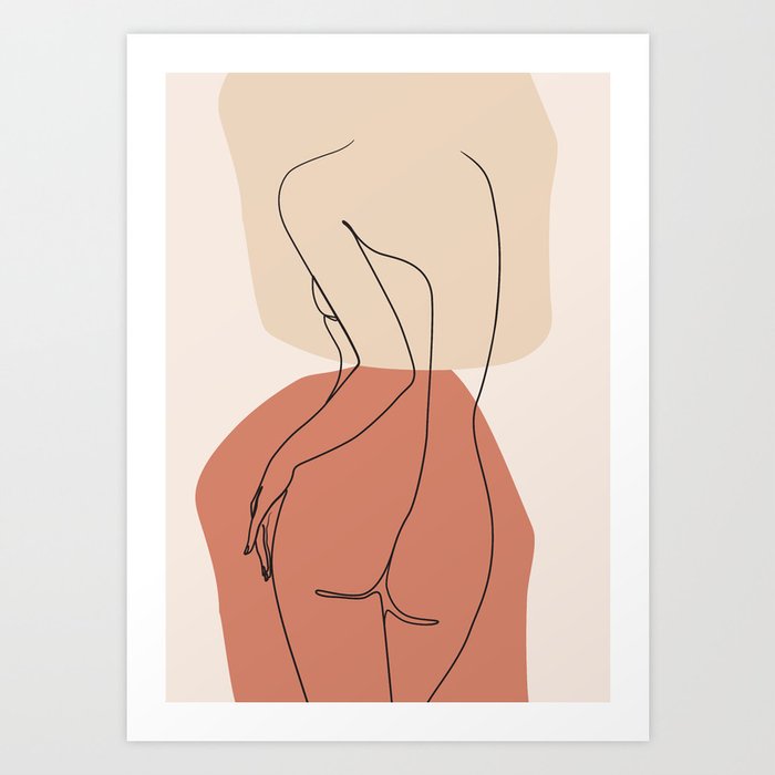 Abstract woman body artwork, minimal line drawing Art Print