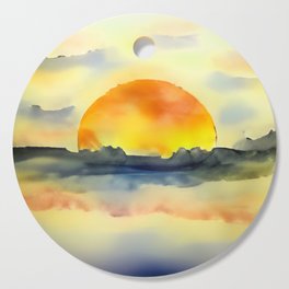 Watercolor Bright Sunset in Orange Cutting Board
