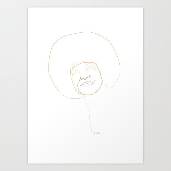 one line Angela Davis Art Print