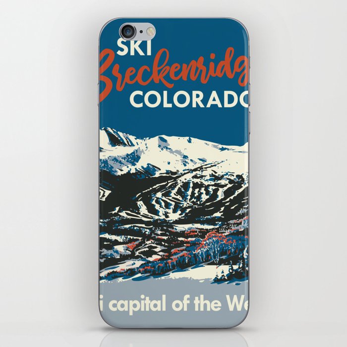 Blue Breckenridge Vintage Ski Poster iPhone Skin