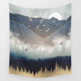 Blue Mountain Mist Wall Tapestry
