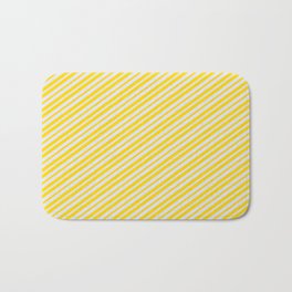 [ Thumbnail: Yellow & Lavender Colored Lines Pattern Bath Mat ]