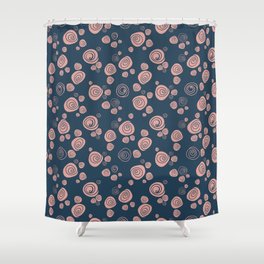 Simple old pastel pink roses on dark blue Shower Curtain