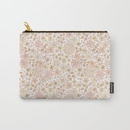 Pinky Salmon Flower Field Carry-All Pouch