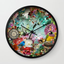 The Secret Garden Wall Clock | Time, Typography, Boho, Nature, Redcar, Retro, Easter, Collage, Clock, Colorful 