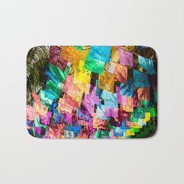 Sayulita Bath Mat | Tropical, Neon, Kaleidoscope, Trippy, Digital, Prayerflags, Palmtrees, Nayarit, Hippy, Mexico 