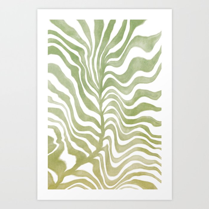 Green trippy watercolor zebra leaf Art Print