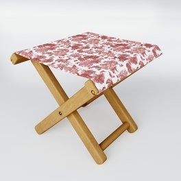Red toile foxes, bunnies, deer in woodland Folding Stool