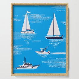 Boats Out to Sea Serving Tray