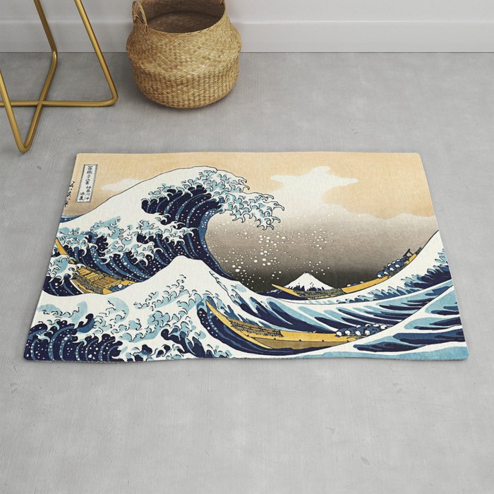 The Great Wave off Kanagawa - Katsushika Hokusai (Japan,1760-1849) - Date 1831 - Ukiyo-e - Series: Thirty-six views of Mount Fuji - Genre: marina - Woodcut - Digitally Enhanced Version - Rug