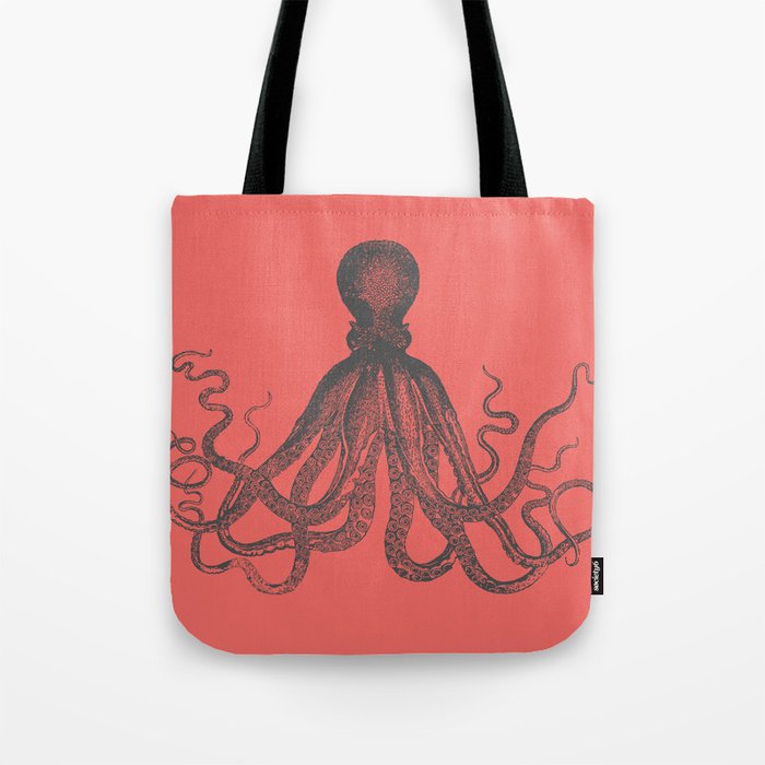Octopus in Coral  Tote Bag