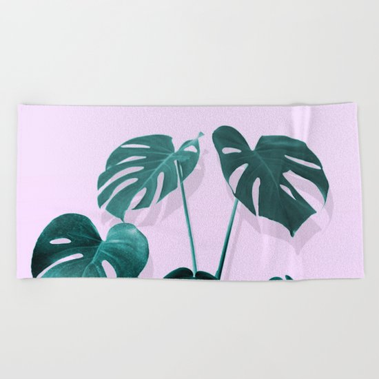 Monstera Palm on Musk Beach Towel