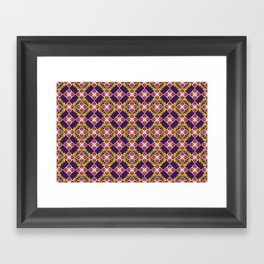 Abstract holiday wrapping paper in violet, pink and brown. Tiled background. Traditional design of 50s. Fabric spring ornament with tiles. Pin up style. Seamless rhombus pattern. Framed Art Print