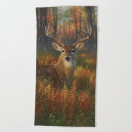 Autumn Buck - Whitetail Deer Beach Towel