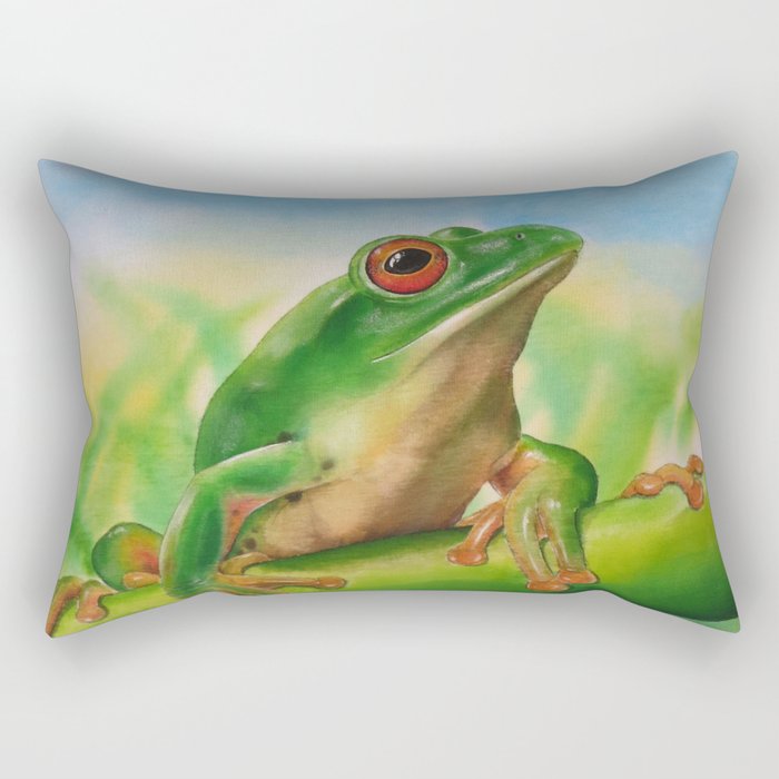 Green Treefrog Rectangular Pillow