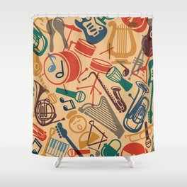 Colorful musical instruments pattern Shower Curtain