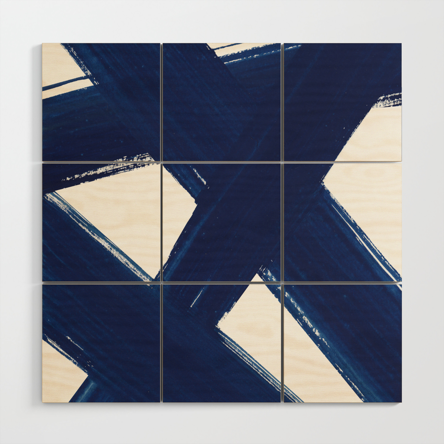 Indigo Abstract Brush Strokes No 3 Wood Wall Art By Ccartstudio