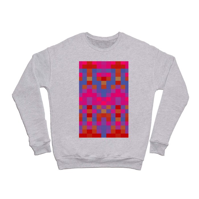 geometric symmetry pixel square pattern abstract background in pink red blue Crewneck Sweatshirt