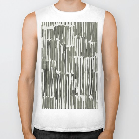 Simply Bamboo Brushstroke Green Tea on Lunar Gray Biker Tank