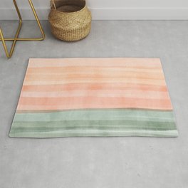 Light Sage Green Waves on a Peach Horizon, Abstract _watercolor color block Area & Throw Rug